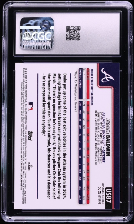 2025 Topps Update Drake Baldwin ROOKIE #US87 CGC 10 GEM MINT