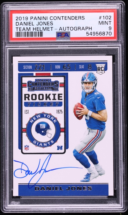 2019 Panini Contenders Variation Daniel Jones ROOKIE AUTO #102 PSA 9 MINT