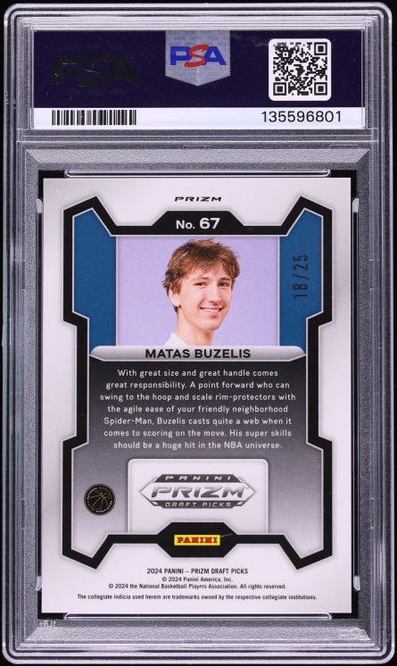 2024 Panini Prizm Draft Picks Mojo Matas Buzelis ROOKIE /25 #67 PSA 10 GEM MINT
