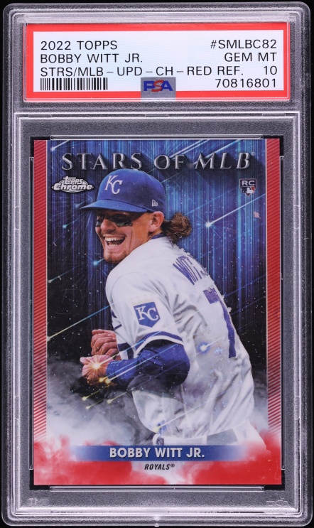 2022 Topps Chrome Stars Of MLB Update Red Bobby Witt Jr. ROOKIE /75 PSA 10 GEM MINT