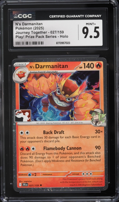 2025 Pokemon Scarlet & Violet Journey Together Play! Prize Holo N's Darmanitan #027 CGC 9.5