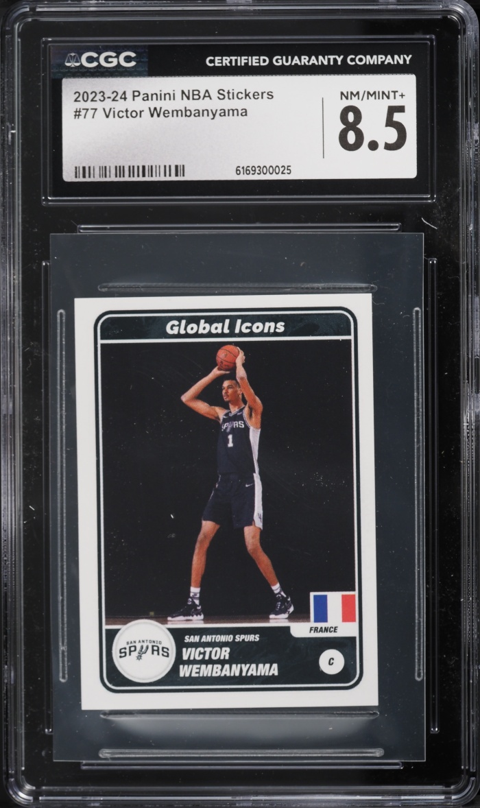 2023 Panini NBA Stickers Victor Wembanyama ROOKIE #77 CGC 8.5 NM-MT+