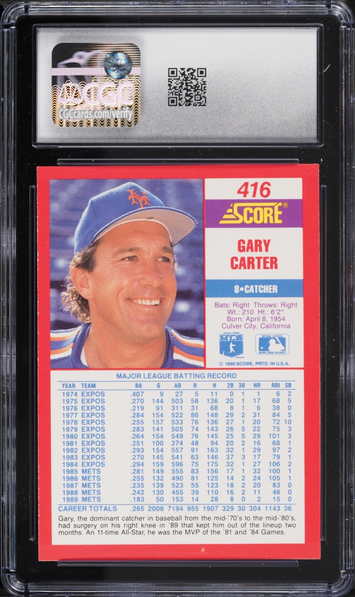 1990 Score Gary Carter #416 CGC 9 MINT