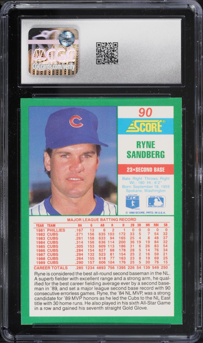 1990 Score Ryne Sandberg #90 CGC 9.5 MINT+