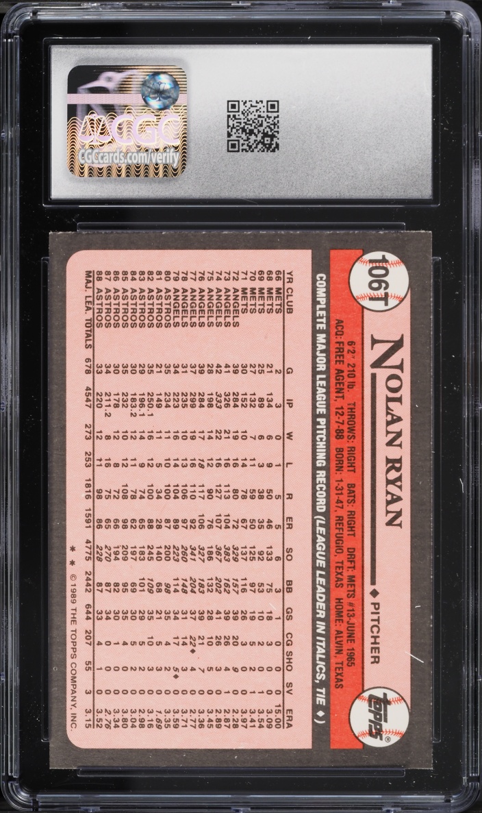 1989 Topps Traded Nolan Ryan #106T CGC 9.5 MINT+