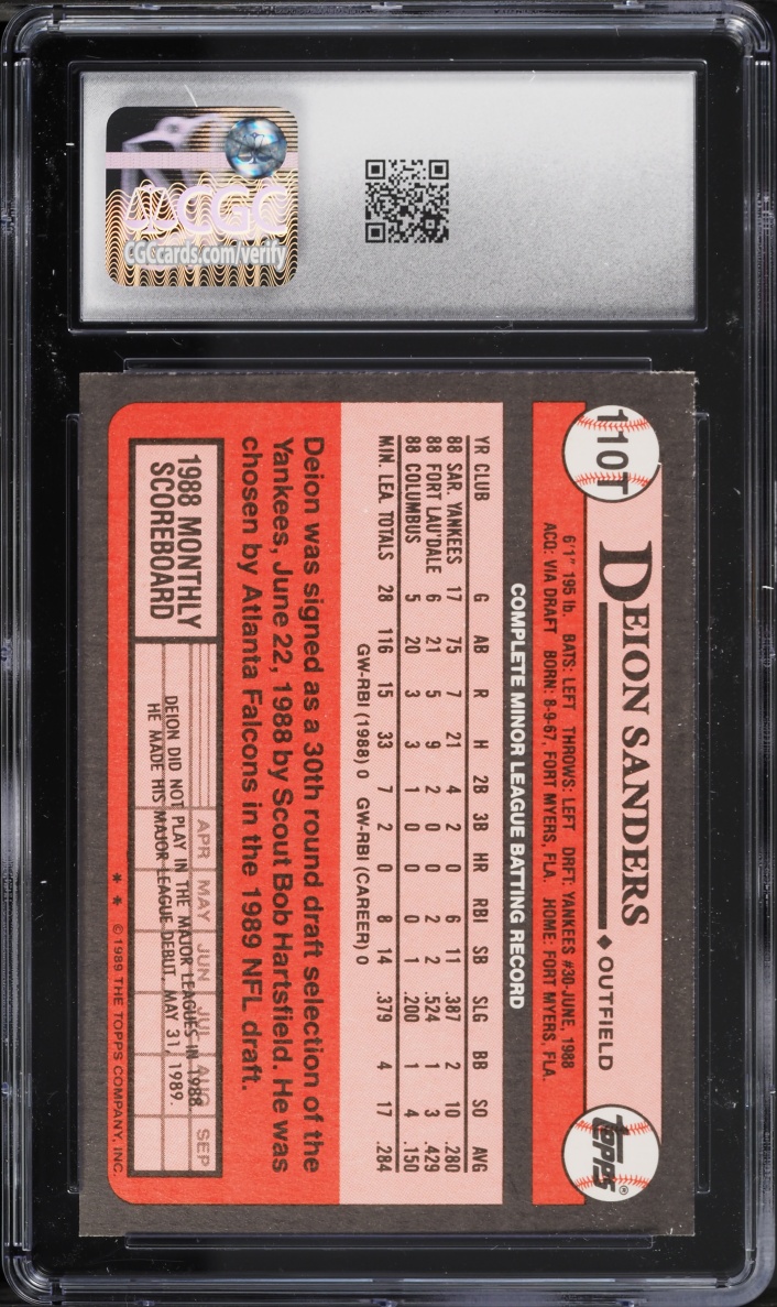 1989 Topps Traded Deion Sanders ROOKIE #110T CGC 9.5 MINT+