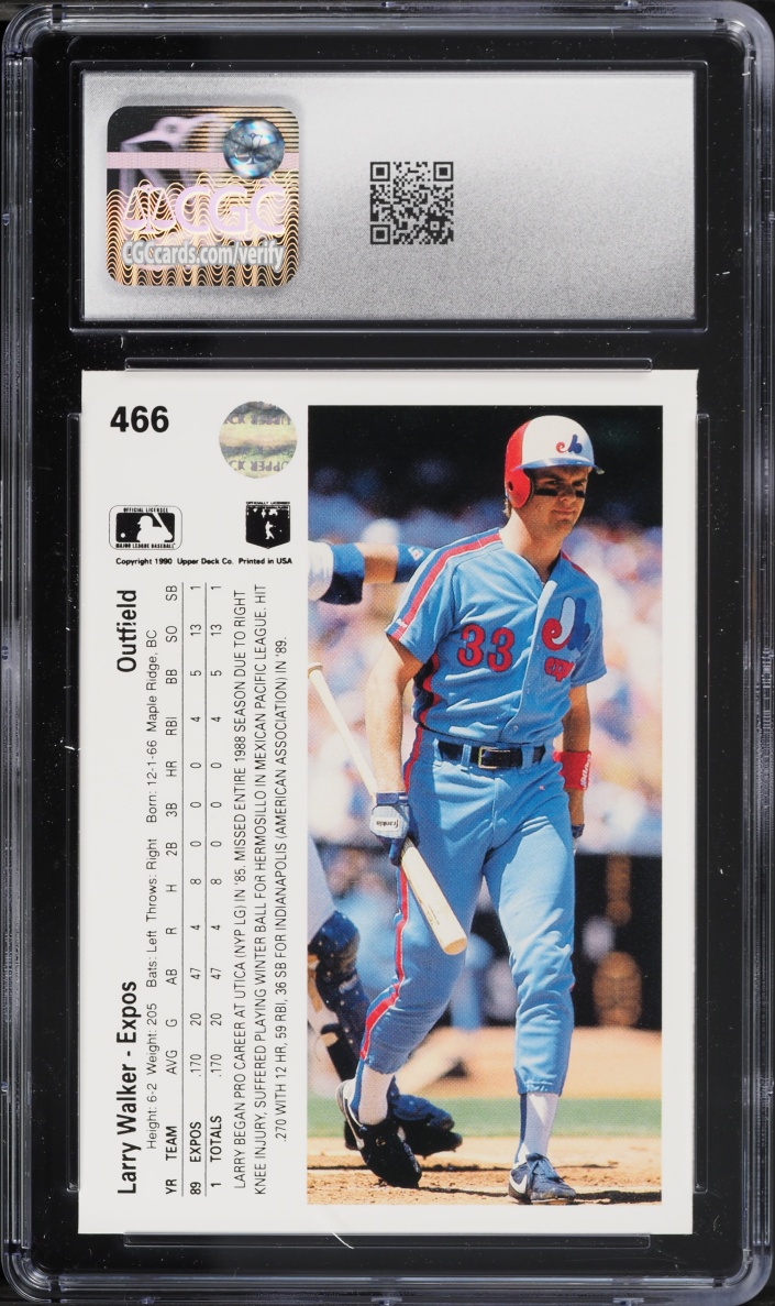 1990 Upper Deck Larry Walker ROOKIE #466 CGC 9.5 MINT+