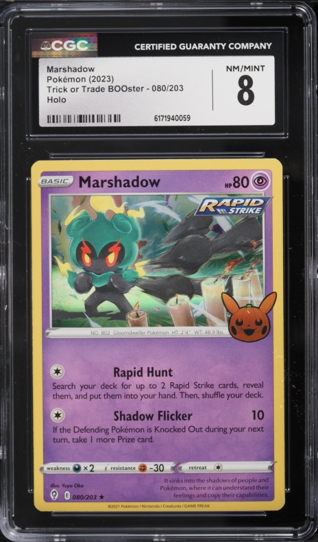 2023 Pokemon Scarlet & Violet Trick Or Trade BOOster Holo Marshadow #80 CGC 8 NM-MT