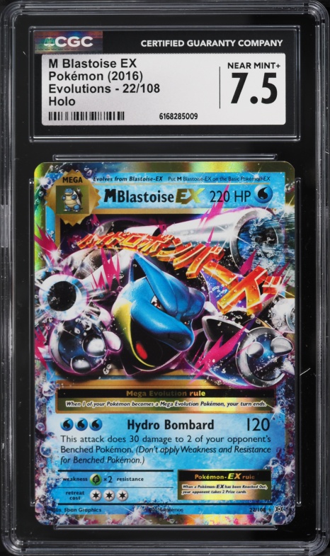 2016 Pokemon XY Evolutions Holo M Blastoise EX #22 CGC 7.5 NRMT+