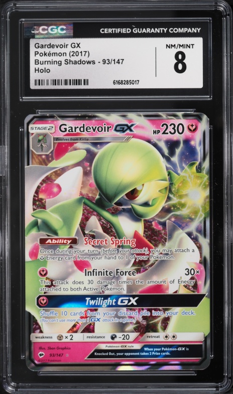 2017 Pokemon Sun & Moon Burning Shadows Holo Gardevoir GX #93 CGC 8 NM-MT