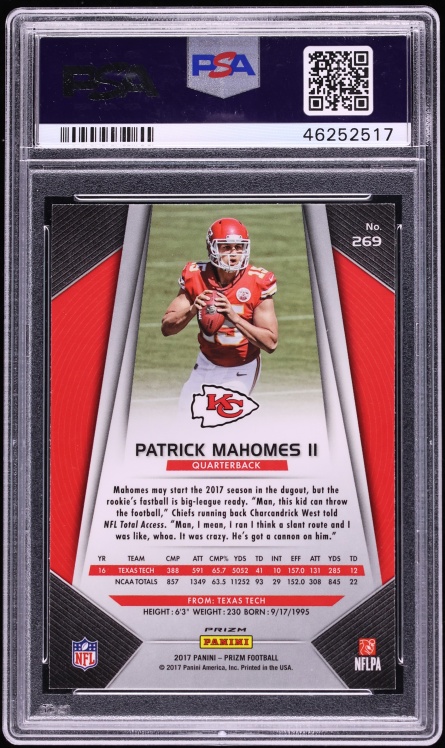 2017 Panini Prizm Silver Patrick Mahomes II ROOKIE #269 PSA 9 MINT