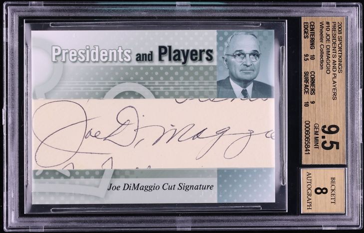 2008 Sportkings Presidents And Players Joe DiMaggio AUTO 1/1 #PP-10 BGS 9.5 GEM MINT