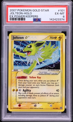 2007 Pokemon EX Power Keepers Holo Jolteon Gold Star #101 PSA 8 NM