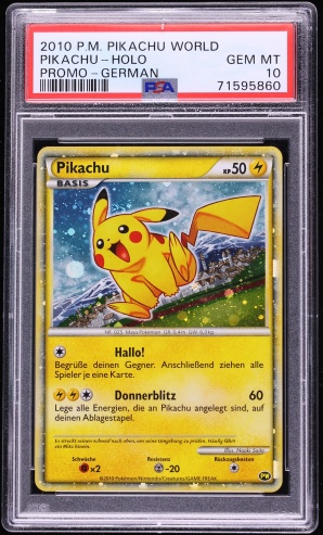 2010 Pokemon German Pikachu World Promo Holo Pikachu PSA 10 GEM