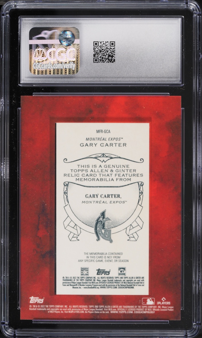 2022 Topps Allen & Ginter Mini Framed Relics Gary Carter #MFR-GCA CGC 8.5 NM-MT+