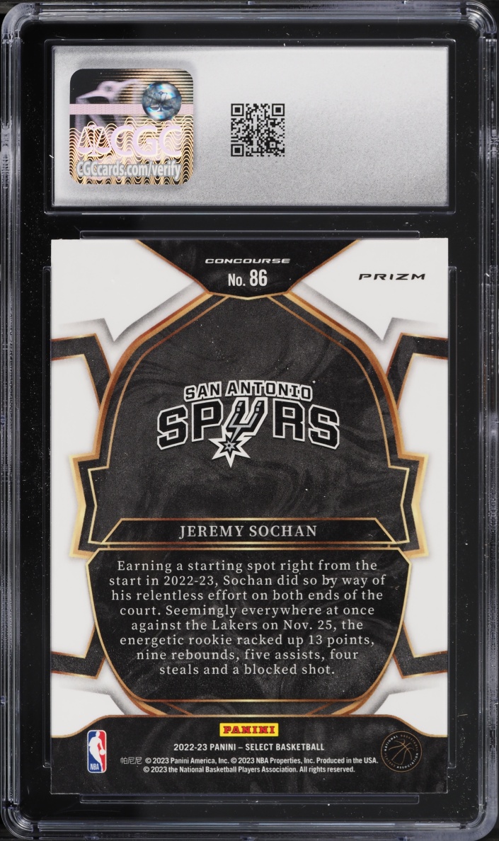 2022 Select Concourse Scope Jeremy Sochan ROOKIE #86 CGC 10 GEM MINT