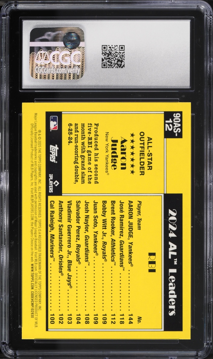 2025 Topps '90 All-Stars Aaron Judge #90AS-12 CGC 10 GEM MINT