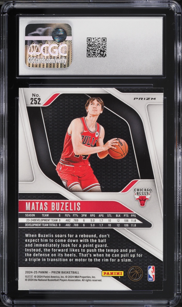 2024 Panini Prizm Silver Matas Buzelis ROOKIE #252 CGC 8.5 NM-MT+
