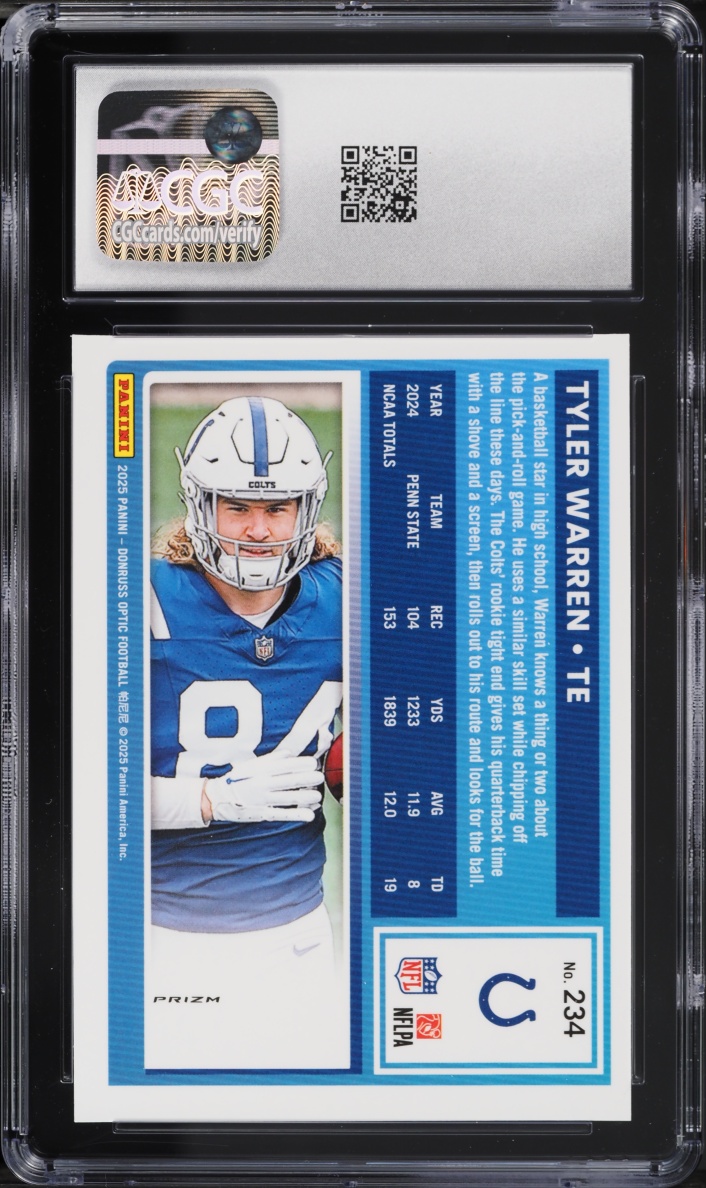 2025 Donruss Optic Blue Scope Tyler Warren ROOKIE #234 CGC 9 MINT