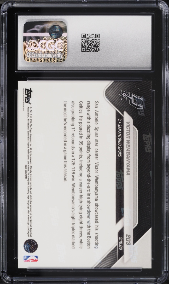 2025 Topps Now Victor Wembanyama #203 CGC 9.5 MINT+