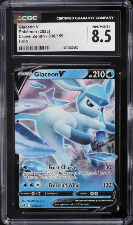 2023 Pokemon Sword & Shield Crown Zenith Alt Art Glaceon V #38 CGC 8.5 NM-MT+