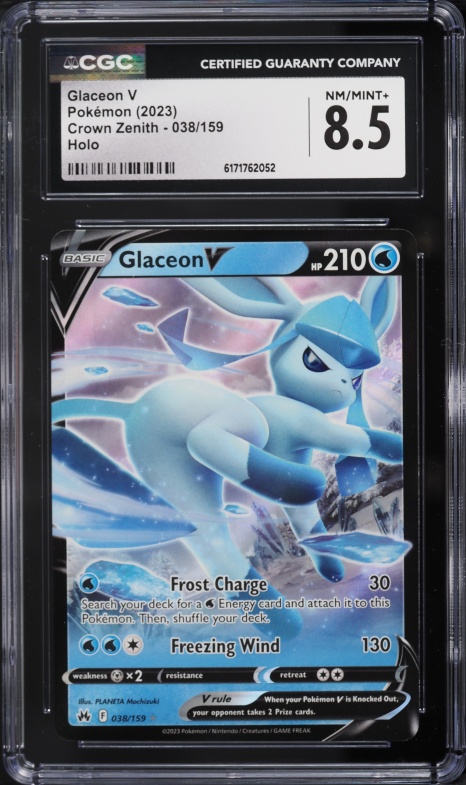 2023 Pokemon Sword & Shield Crown Zenith Alt Art Glaceon V #38 CGC 8.5 NM-MT+