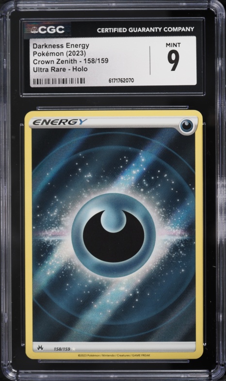 2023 Pokemon Sword & Shield Crown Zenith Full Art Darkness Energy #158 CGC 9 MINT