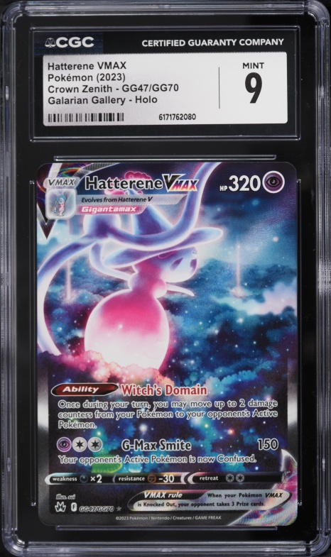 2023 Pokemon Sword & Shield Crown Zenith Alt Art Hatterene Vmax #GG47 CGC 9 MINT