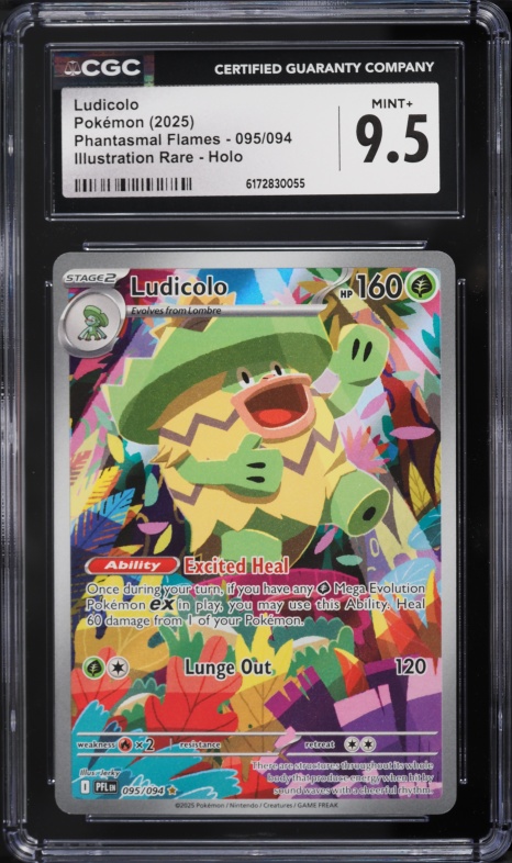 2025 Pokemon Mega Evolution Phantasmal Flames IR Ludicolo #95 CGC 9.5 MINT+