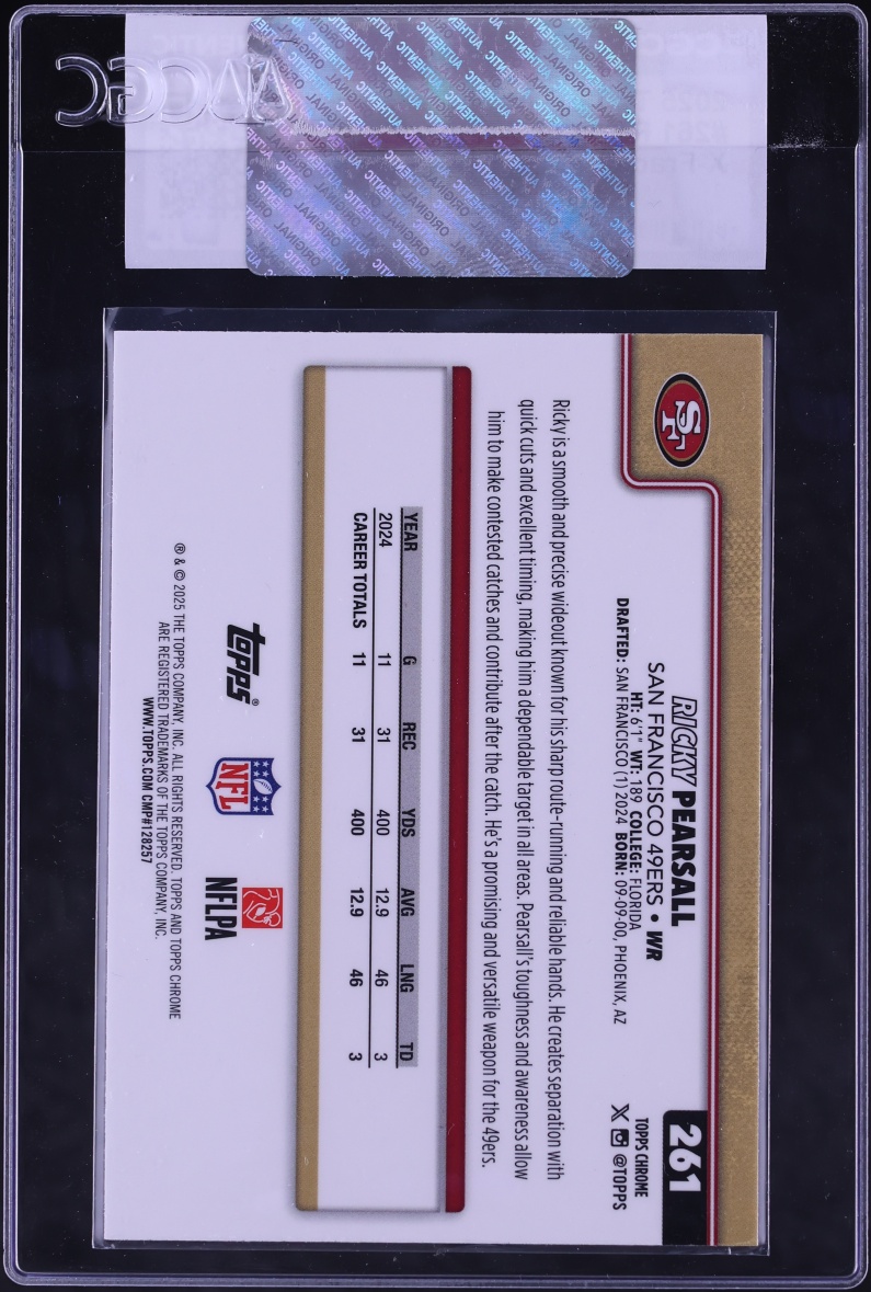 2025 Topps Chrome Xfractor Ricky Pearsall #261 CGC AUTH