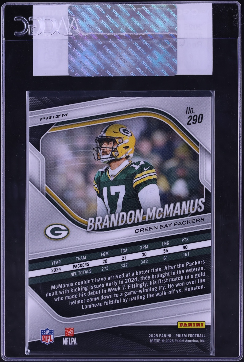 2025 Panini Prizm Red White & Blue Brandon McManus #290 CGC AUTH