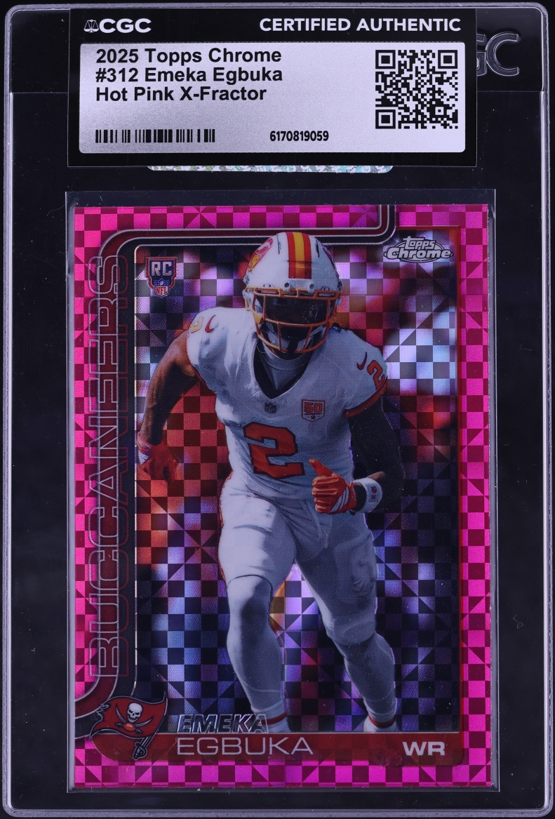 2025 Topps Chrome Hot Pink Xfractor Emeka Egbuka ROOKIE #312 CGC AUTH