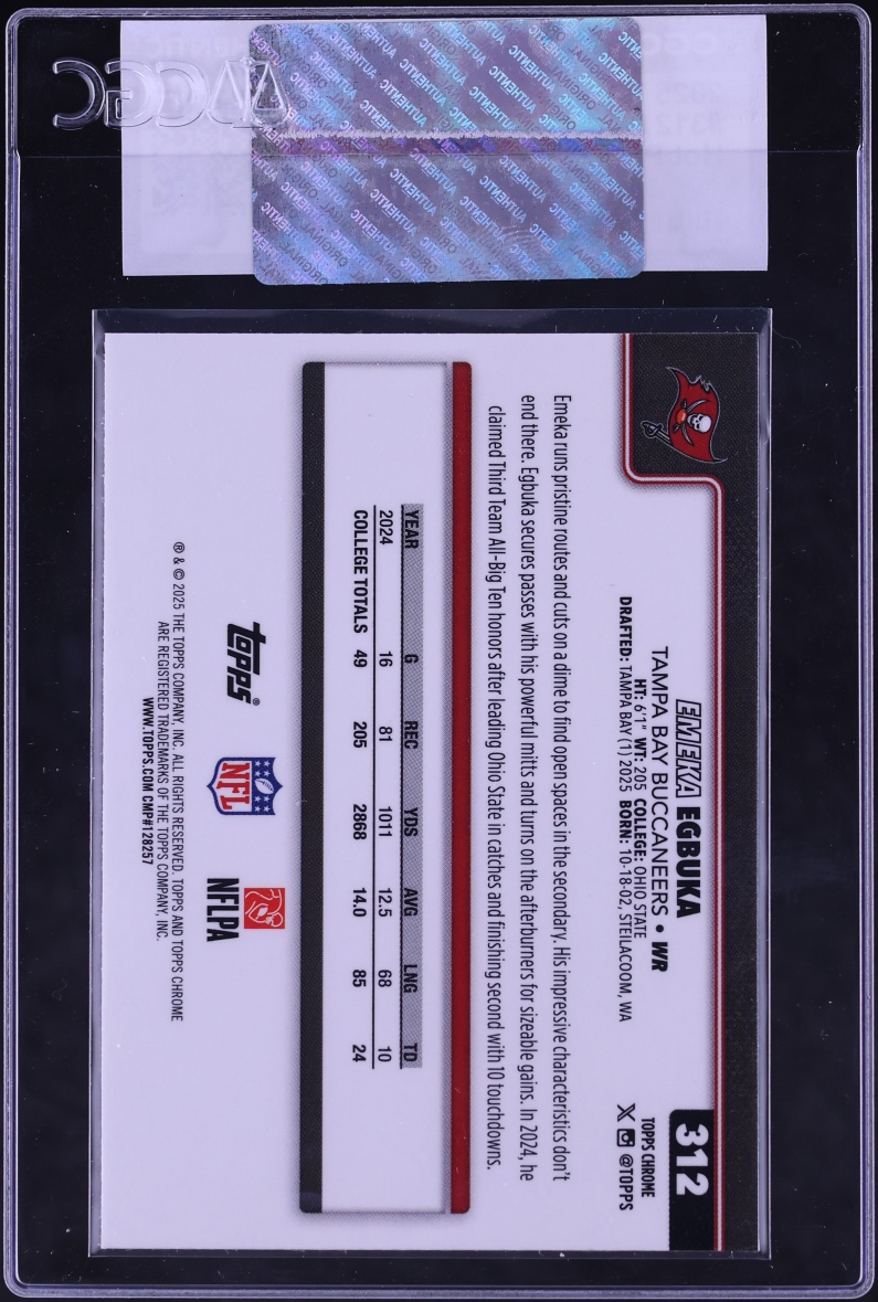 2025 Topps Chrome Hot Pink Xfractor Emeka Egbuka ROOKIE #312 CGC AUTH