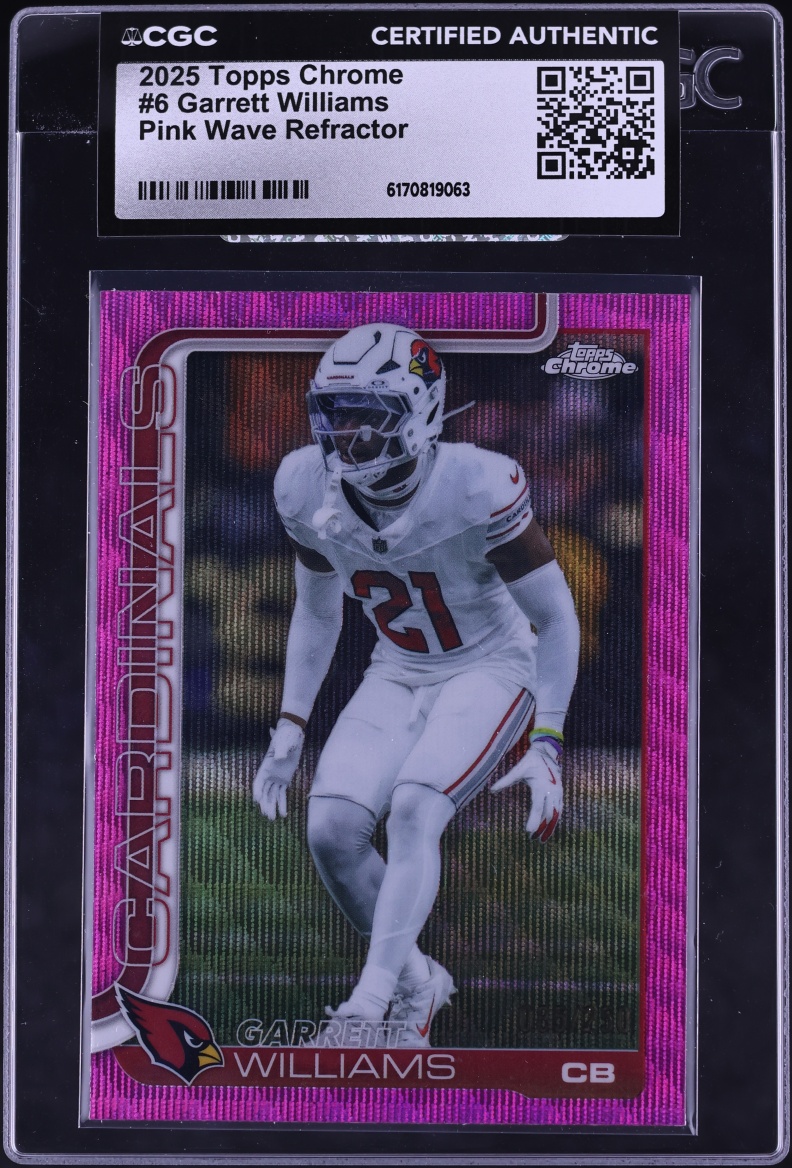 2025 Topps Chrome Pink Wave Refractor Garrett Williams /250 #6 CGC AUTH
