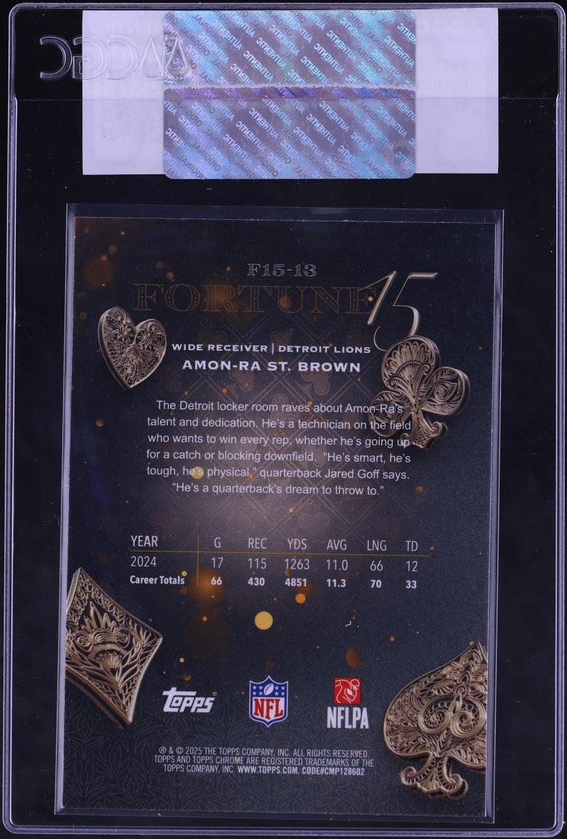 2025 Topps Chrome Fortune 15 Amon-Ra St. Brown #F15-13 CGC AUTH