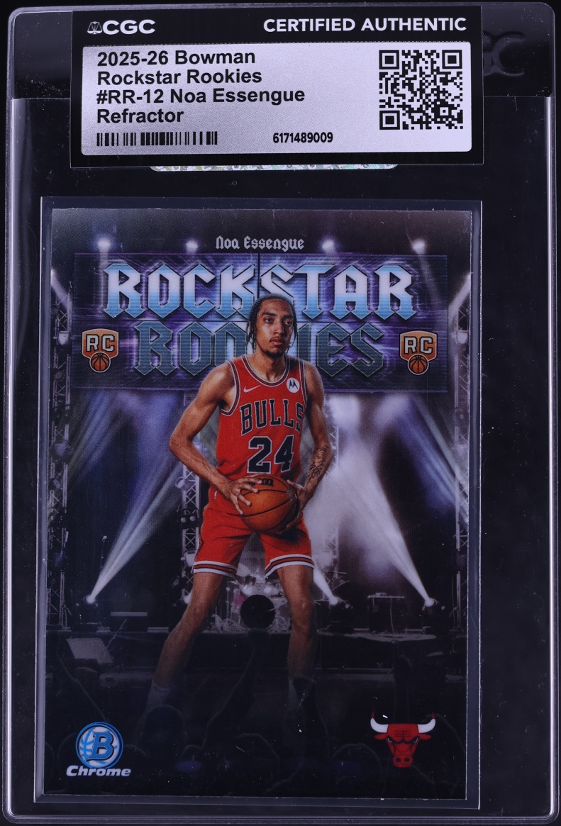 2025 Bowman Chrome Rockstar Refractor Noa Essengue ROOKIE #RR-12 CGC AUTH