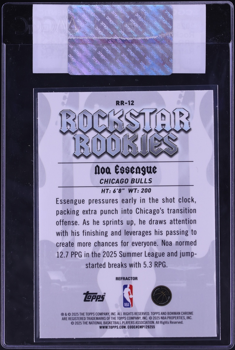 2025 Bowman Chrome Rockstar Refractor Noa Essengue ROOKIE #RR-12 CGC AUTH