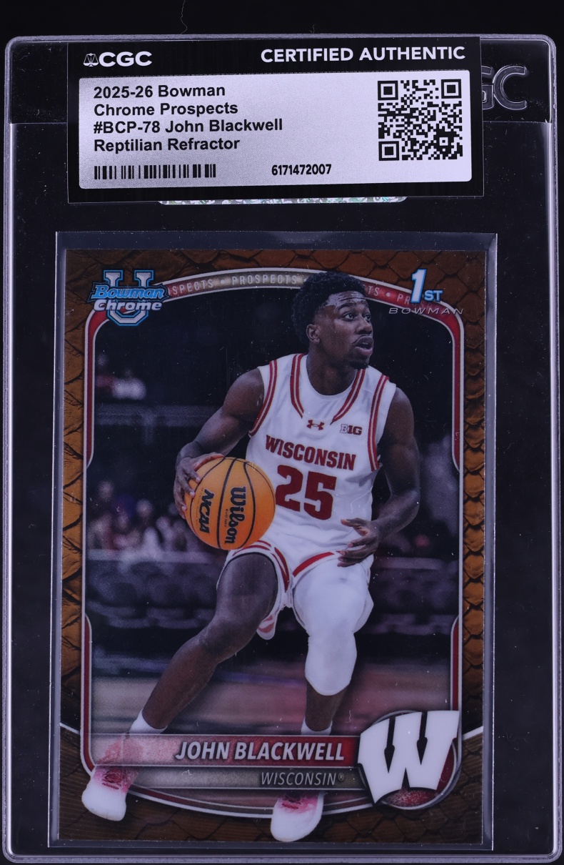 2025 Bowman Chrome University Reptilian Refractor John Blackwell PROSPECT #BCP-78 CGC AUTH