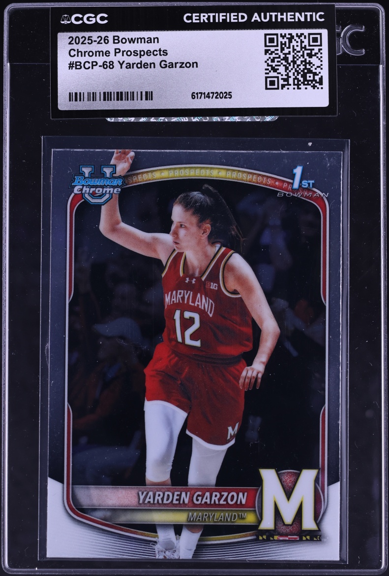 2025 Bowman Chrome University Yarden Garzon PROSPECT #BCP-68 CGC AUTH