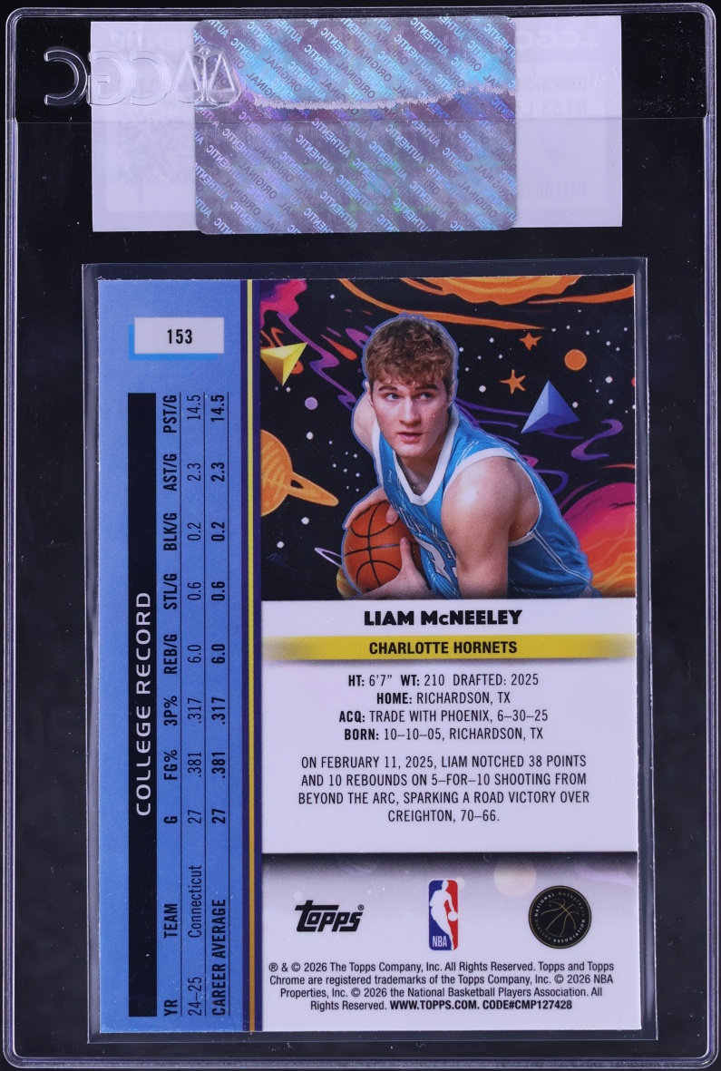 2025 Topps Chrome Cosmic Liam McNeeley ROOKIE #153 CGC AUTH