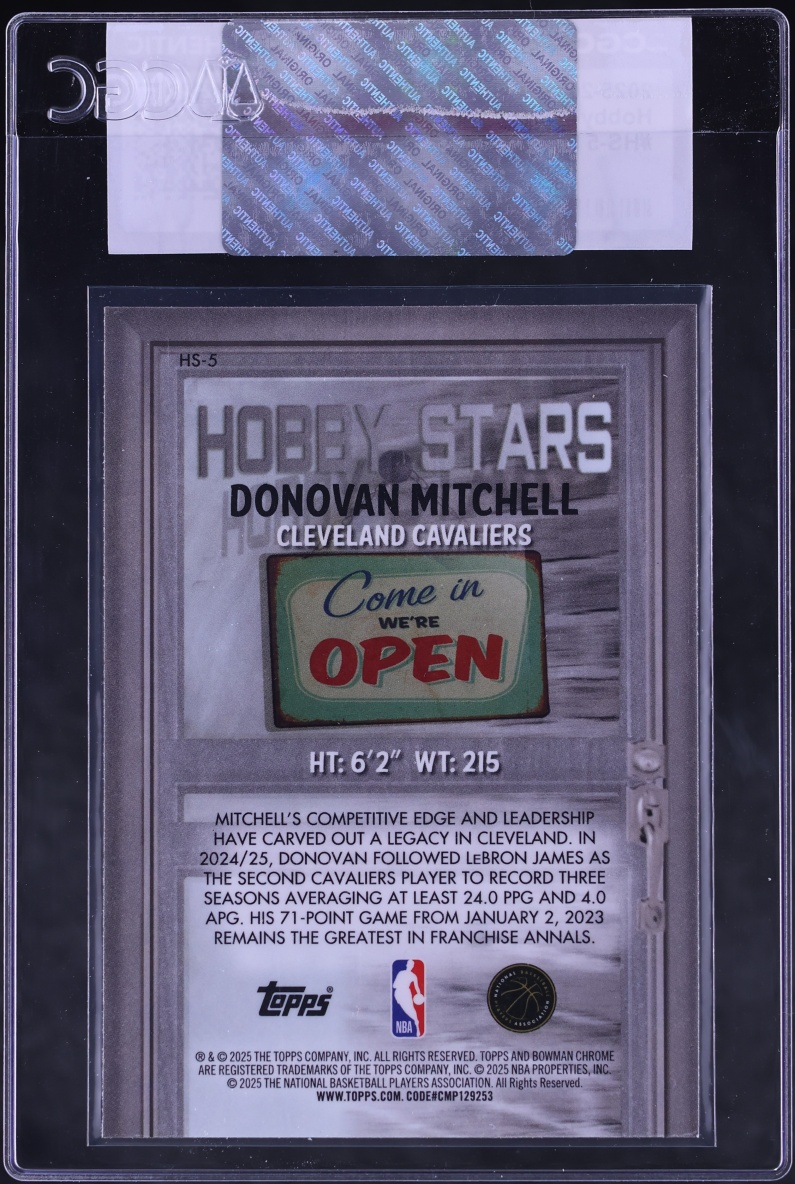 2025 Bowman Hobby Stars Donovan Mitchell #HS-5 CGC AUTH