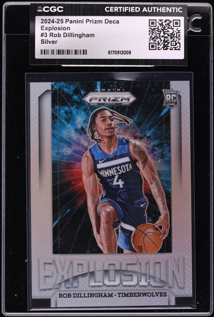 2024 Panini Prizm Deca Explosion Silver Rob Dillingham ROOKIE #3 CGC AUTH