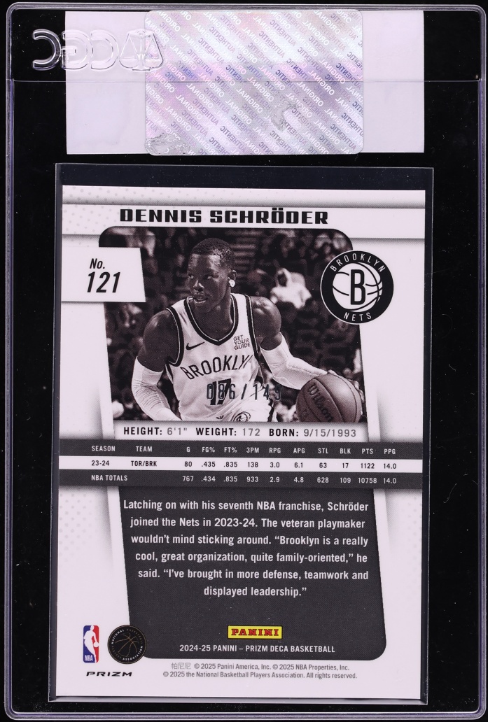2024 Panini Prizm Deca Blue Dennis Schroder /149 #121 CGC AUTH