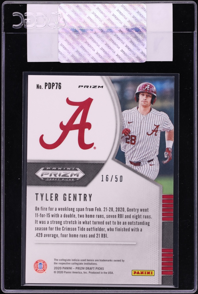 2020 Panini Prizm Draft Picks White Donut Circles Tyler Gentry ROOKIE /50 #PDP76 CGC AUTH