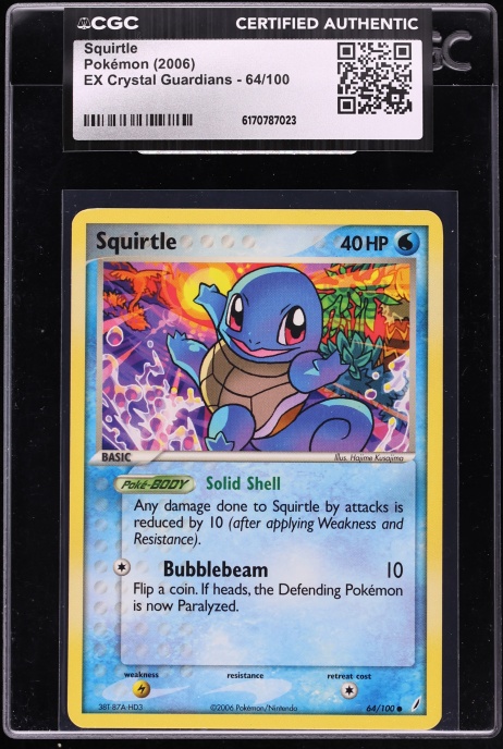 2006 Pokemon EX Crystal Guardians Squirtle #64 CGC AUTH