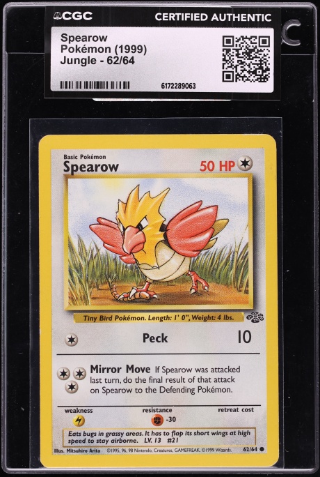 1995 spearow pokemon card [Reverse Holo] #62 Prices | Unleashed GEM MT 10 Pokemon TCG 1st Edition Jungle