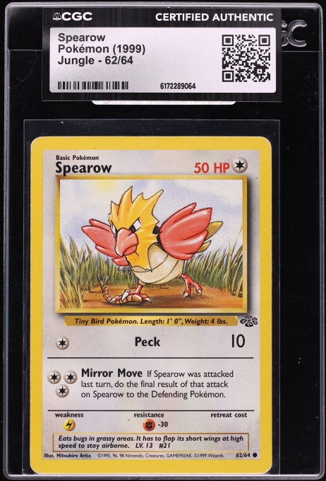 spearow pokemon card value Spearow Pokemon Card 62/64 1995 Great Condition