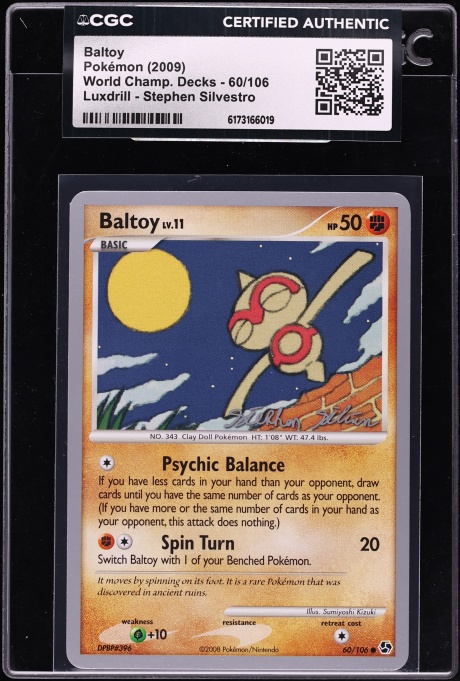2009 Pokemon World Championships Decks Luxdrill Stephen Silvestro Baltoy #60 CGC AUTH