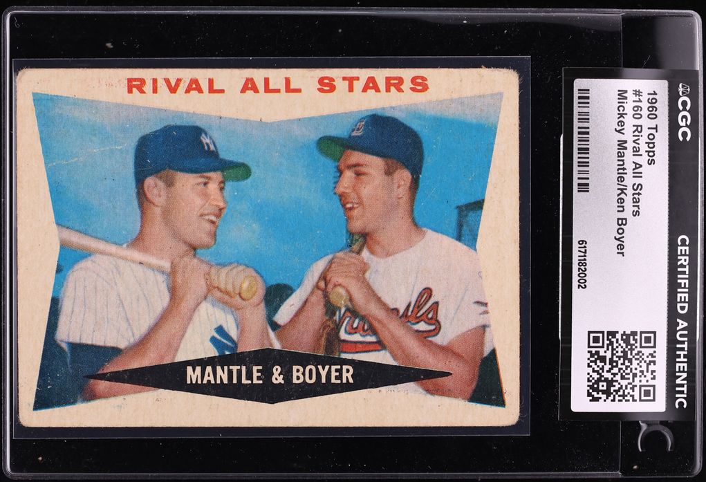 1960 Topps Rival All Stars Mickey Mantle Ken Boyer #160 CGC AUTH