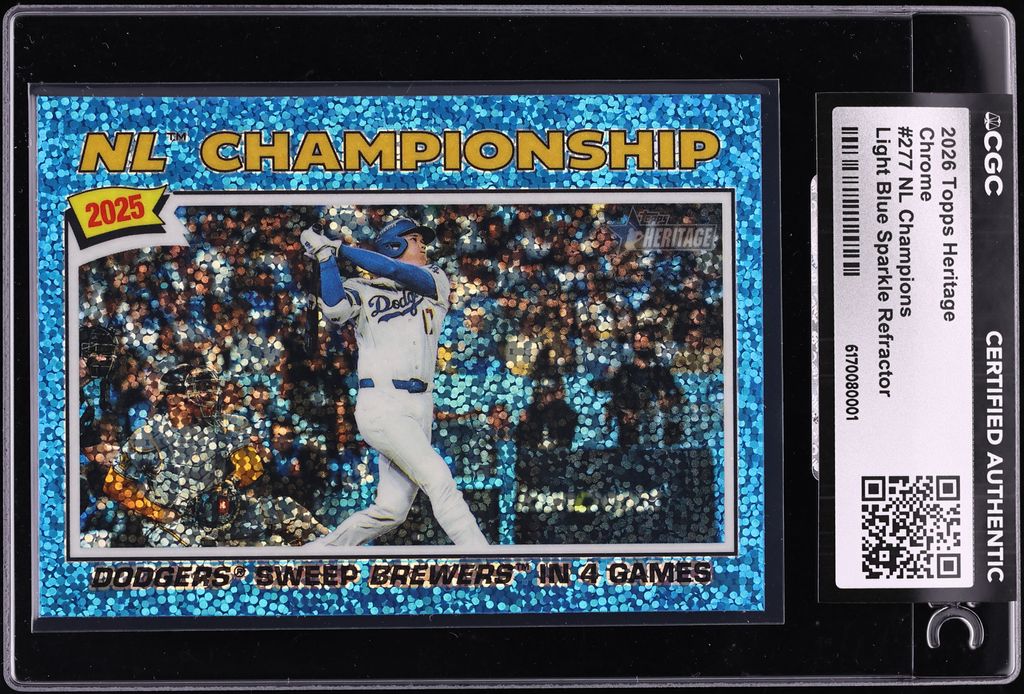 2026 Topps Chrome Heritage Light Blue Sparkle Refractor NL Champions #277 CGC AUTH